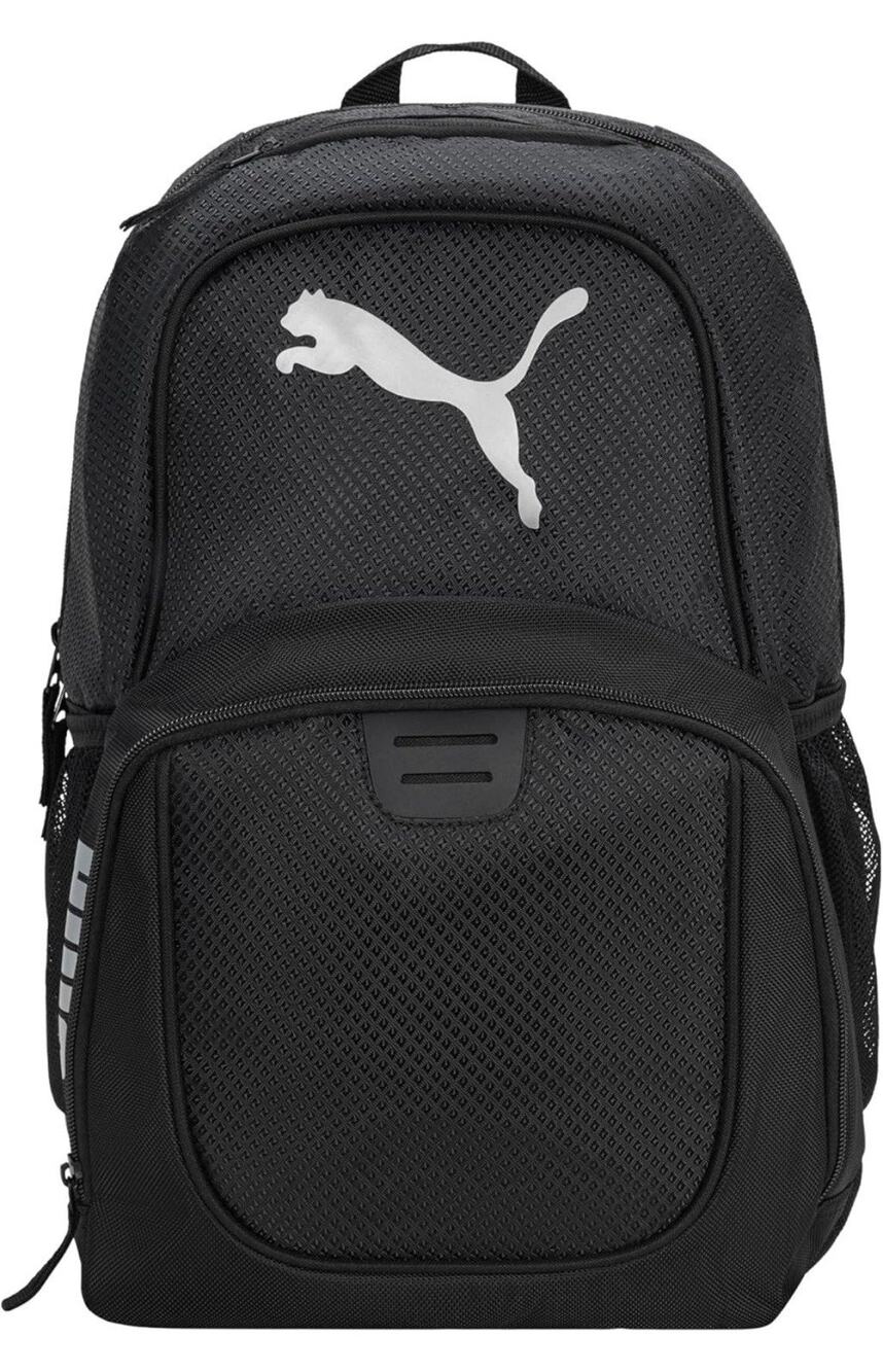 PUMA Evercat Contender Backpack Black Silver Logo Laptop School Gym NWT OS